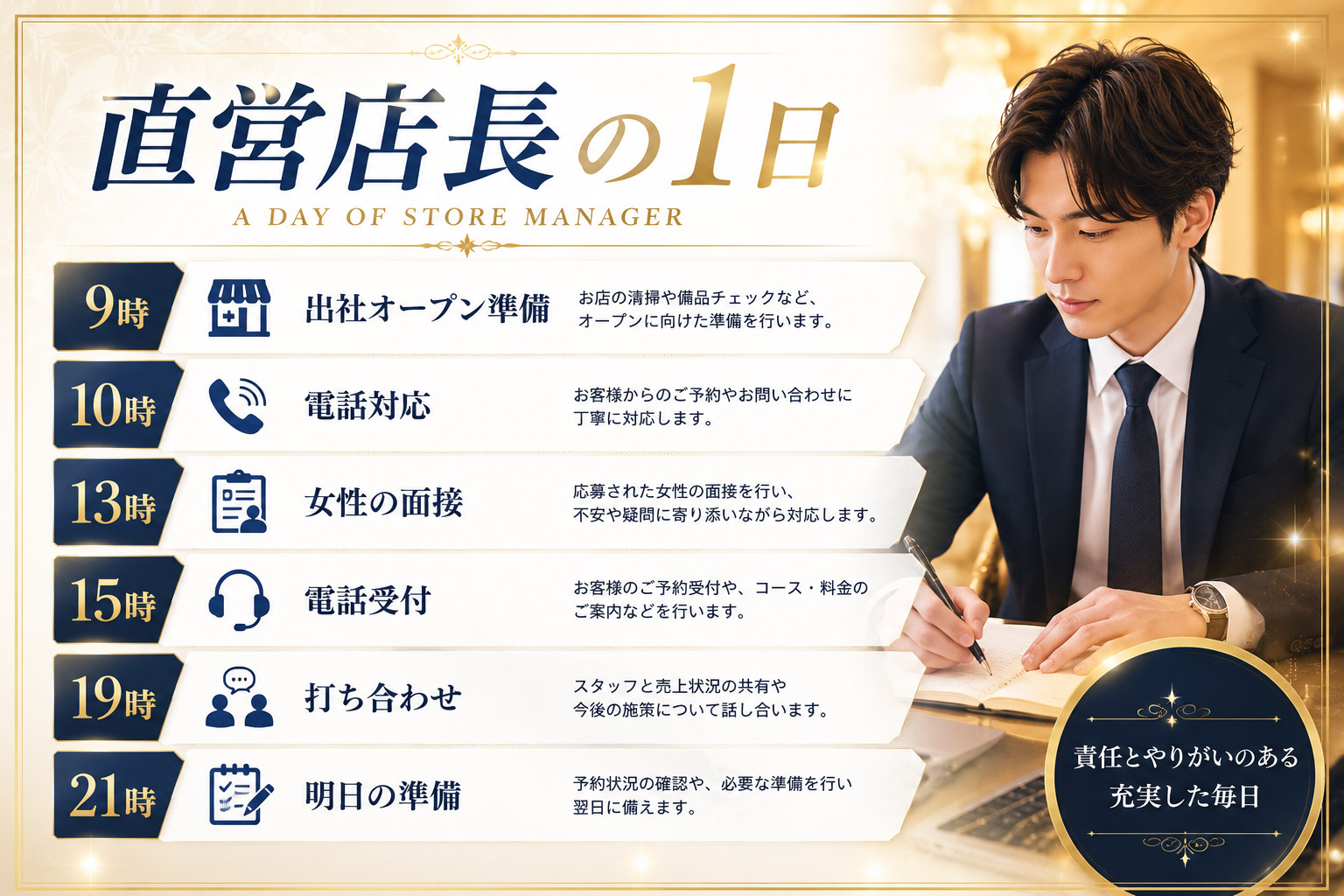直営店舗店長の1日：出社・オープン準備から締めの業務まで